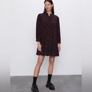 Zara Navy Red Polka Dot Dress sz XS